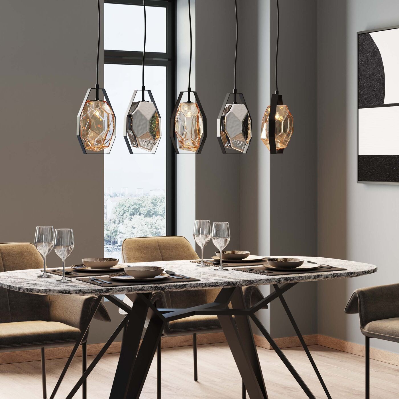 suspension design en forme de diamant