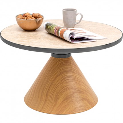 Table basse Cono Travertino 70cm chêne Kare Design