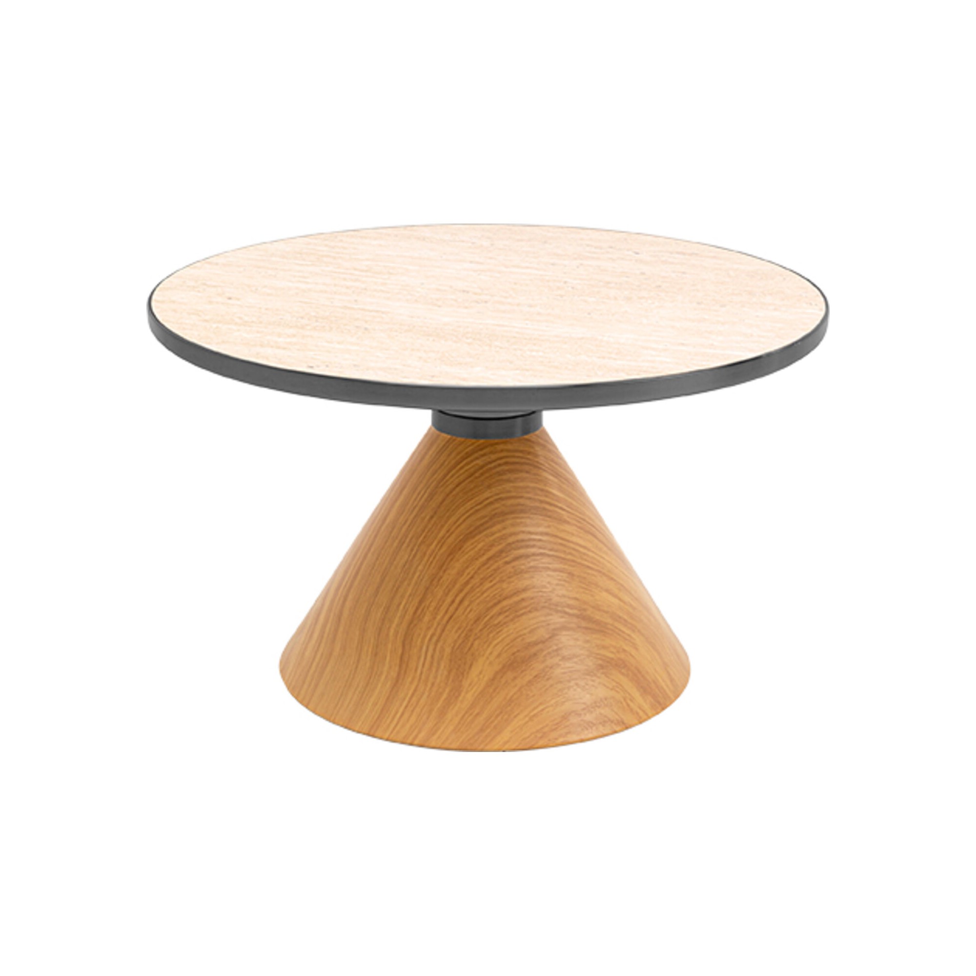 Table basse Cono Travertino 70cm chêne Kare Design