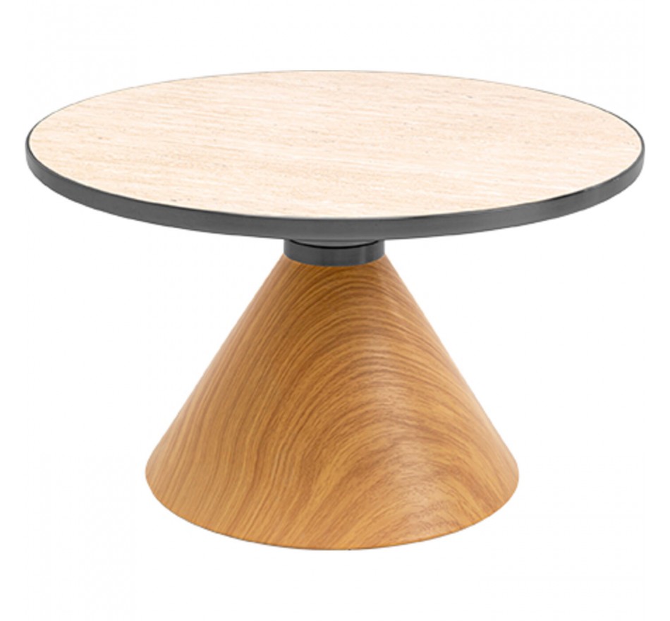 Table basse Cono Travertino 70cm chêne Kare Design
