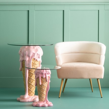 Table d'appoint glace 48cm fraise Kare Design